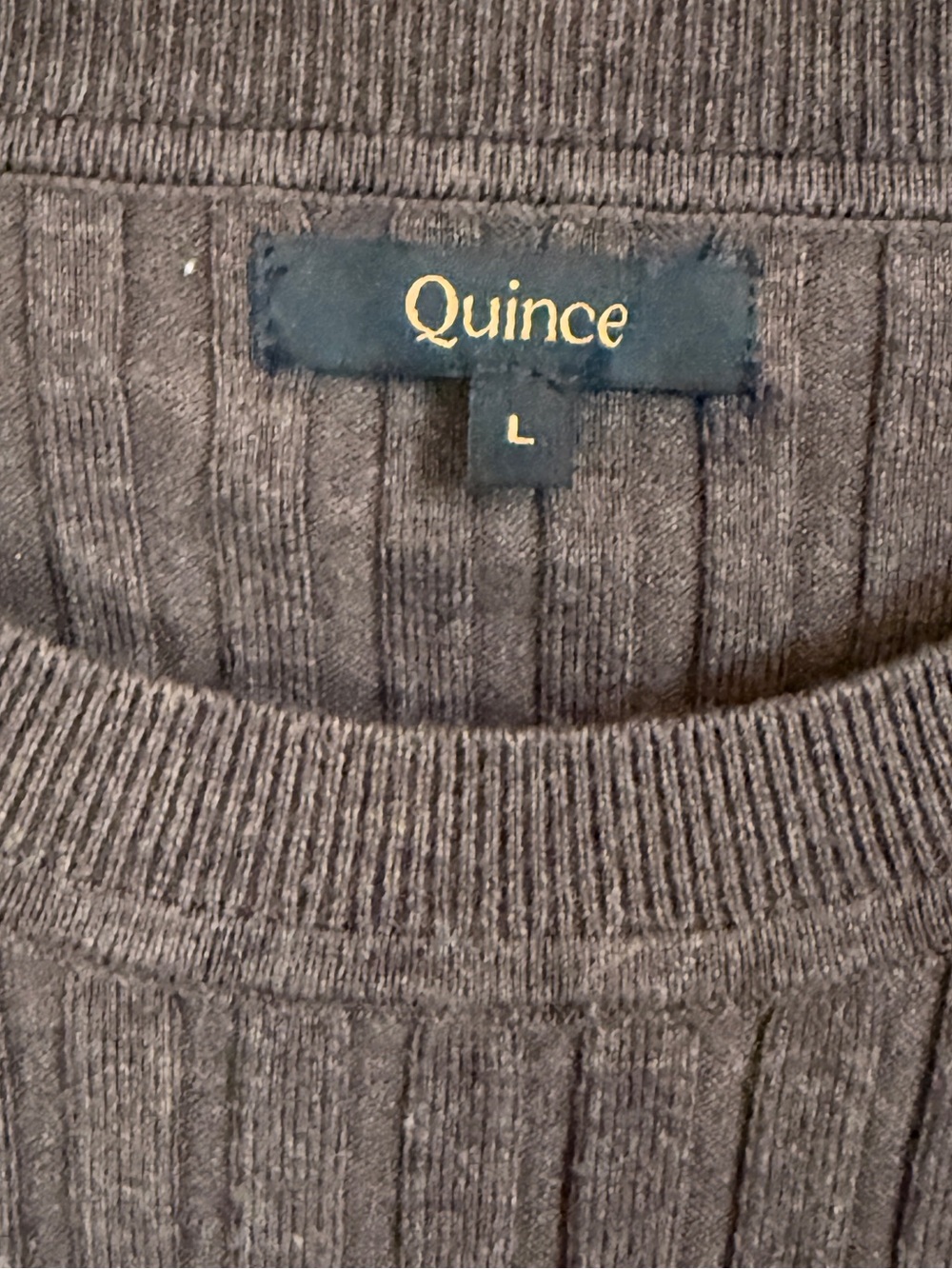 Quince Cotton Cashmere Ribbed Long Sleeve Sweater Mocha Heather Women’s Size L - Picture 2 of 7
